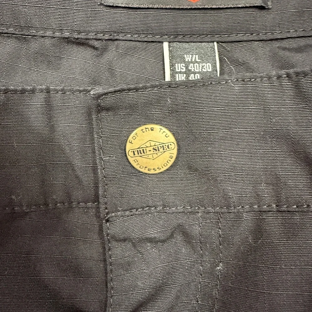 TRU-SPEC Cargo Pants Mens 40x30 Black Tactical Ripstop‎ Workwear Pockets Utility